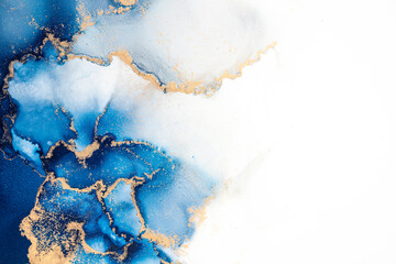 Marble ink abstract art from exquisite original painting for abstract background . Painting was painted on high quality paper texture to create smooth marble background pattern of ombre alcohol ink . © InfiniteFlow