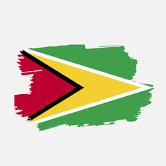 Artistic grunge brush flag of Guyana isolated on white background