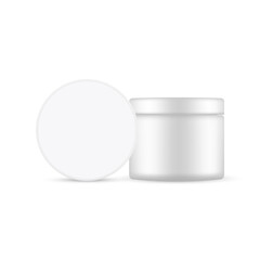 Plastic Cosmetic Jar Mockup for Gel or Cream Isolated on White Background. Vector Illustration