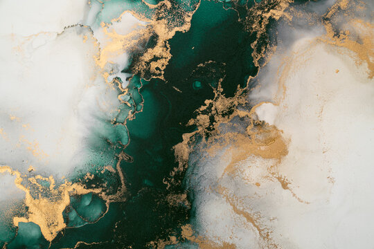 Marble ink abstract art from exquisite original painting for abstract background . Painting was painted on high quality paper texture to create smooth marble background pattern of ombre alcohol ink .