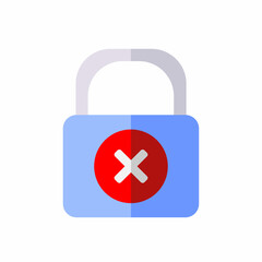 padlock icon with rejection symbol. suitable to place ley and locks, security, cyber security, protection, etc.