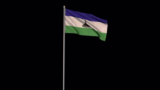 Lesotho flag, 4k video background is transparent