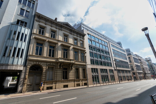 A mix of historic and modern architecture in Rue de la Loi, Brussels, Belgium