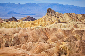 Death Valley sediment formations at Zabriskie Point during day