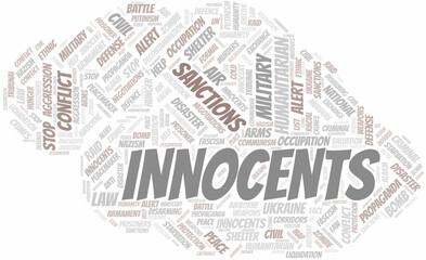 Innocents word cloud. Vector made with the text only.