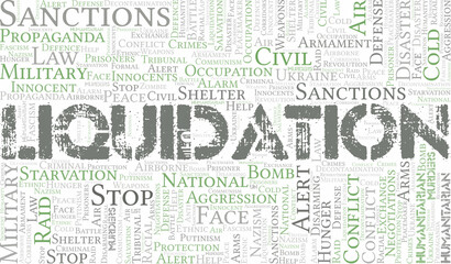 Liquidation word cloud. Vector made with the text only. - 507494538