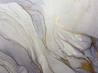Abstract grey art with gold — marble background with beautiful smudges and stains made with...