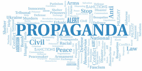 Obraz premium Propaganda word cloud. Vector made with the text only.