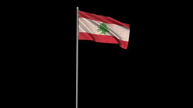 Lebanon flag, 4k video background is transparent