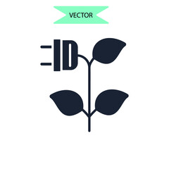 Obraz na płótnie Canvas green energy icons symbol vector elements for infographic web