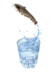 silure, poisson, évasion, saut, eau, en verre, boire, clapoter, liquide, isolé, froid, blanc, danger, boisson, glace, bouillonner, bleu, éclaboussure, frais, clair, abattre, verser, sain, transparent,