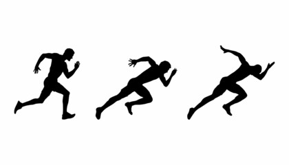 Fototapeta na wymiar Running Sports Black Set group Silhouette athletics vector illustration