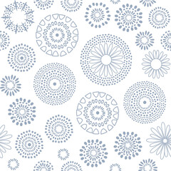 Stars, flowers, geometric shapes, winter snow symbols, circle icons, brush lines set. Vector christmas snowflakes seamless abstract pattern. New Year and Merry Xmas seasonal hand drawn ornaments set.