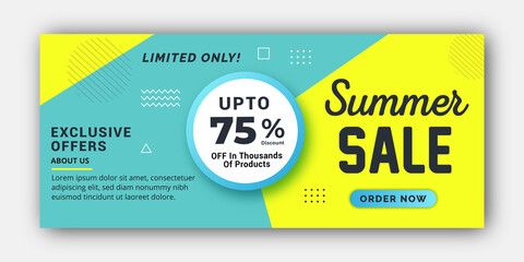 Fototapeta premium Summer sales banner background Design template