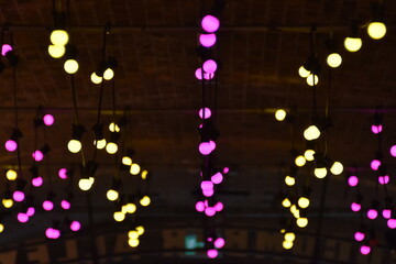 colorful lights yellow and violet bokeh party 