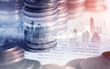 Finance and money technology background concept of business prosperity and asset management ....