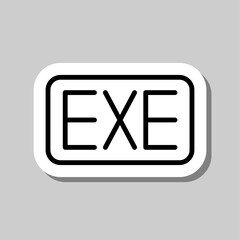 EXE simple icon vector. Flat design. Sticker with shadow on gray background.ai