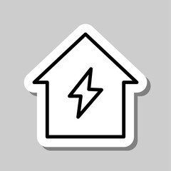 Flash, house simple icon vector. Flat design. Sticker with shadow on gray background.ai