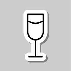 Glass of champagne simple icon vector. Flat design. Sticker with shadow on gray background.ai