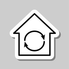 Loading, house simple vector, icon. Flat design. Sticker with shadow on gray background.ai