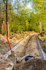 fragment of the pedestrian zone under construction in the park