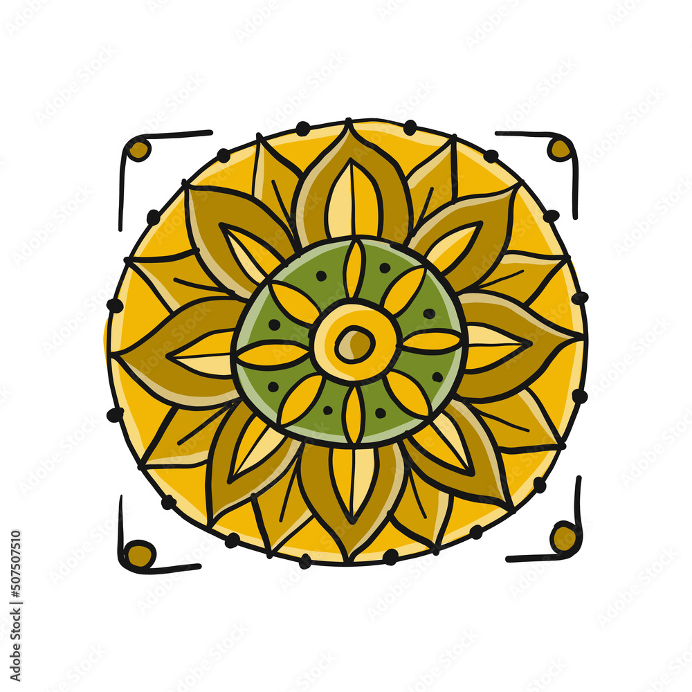 Fototapete Decorative hand drawn floral mandala for your design