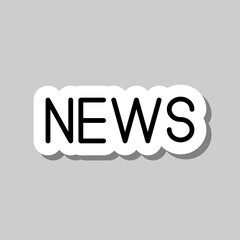 News simple icon vector. Flat design. Sticker with shadow on gray background.ai