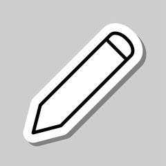 Pencil simple icon vector. Flat design. Sticker with shadow on gray background.ai