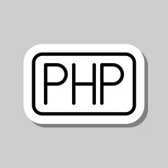 PHP simple icon vector. Flat design. Sticker with shadow on gray background.ai