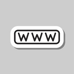 World wide web simple icon vector. Flat design. Sticker with shadow on gray background.ai