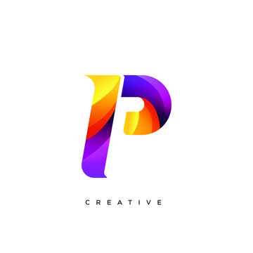 Letter p logo with colorful design, 3d style