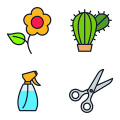 Flower and Gardening set icon symbol template for graphic and web design collection logo vector illustration