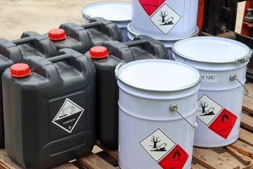 Flammable liquid symbol on the chemical tank
