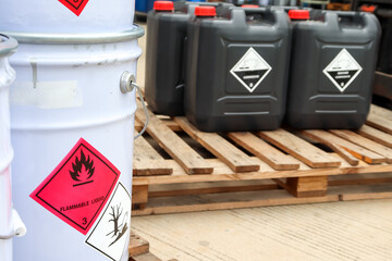 Flammable liquid symbol on the chemical tank