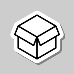 Box simple icon vector. Flat design. Sticker with shadow on gray background.ai