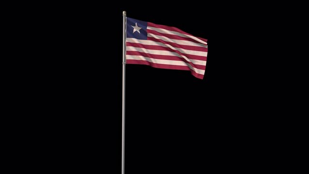 Liberia flag, 4k video background is transparent