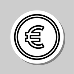 Euro coin simple icon vector. Flat design. Sticker with shadow on gray background.ai