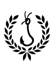 Fototapeta premium Lorbeerkranz Angeln Angelhaken 