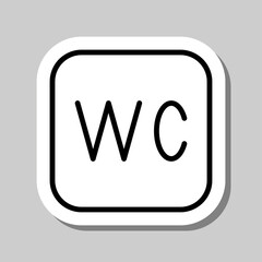 WC, restroom simple icon vector. Flat design. Sticker with shadow on gray background.ai