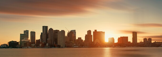 Fototapeta na wymiar Boston skyline sunset