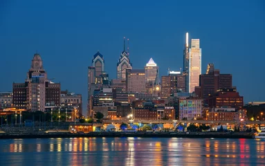 Acrylic prints Skyline Philadelphia city skyline night river