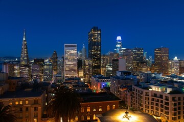 San Francisco rooftop view at night