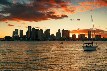 Fototapeta premium Boston skyline sunset