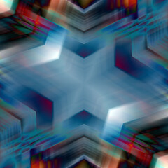 Abstract blue star, geometric pattern. The effect of optical illusion.