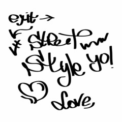 Modern graffiti tags on a white background. Vector art.