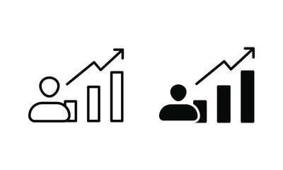 investor icon, increasing chart with user profile icon vector