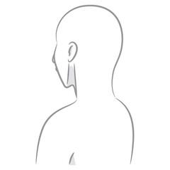 人体のパーツ グレーのカットイラスト素材 / 斜め後ろから見た頭部