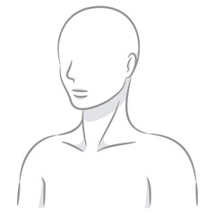 人体のパーツ グレーのカットイラスト素材 / 斜め45度から見た頭部