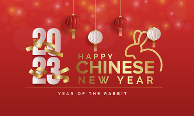 Fototapeta na wymiar Happy new year 2023. Chinese new year. Year of the rabbit