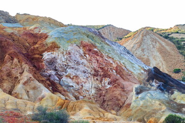 Arid landscape of the old Roman open-pit mines of Mazarr&oacute;n, in Murcia, now abandoned